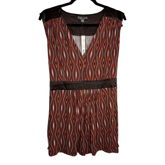 Vintage Y2K Babydoll Apt. 9 Brown Red Geometric Top Womens Size 1X - Picture 1 of 8